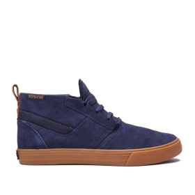 Supra Mens KENSINGTON Low Top Shoes Navy/gum | US-72335